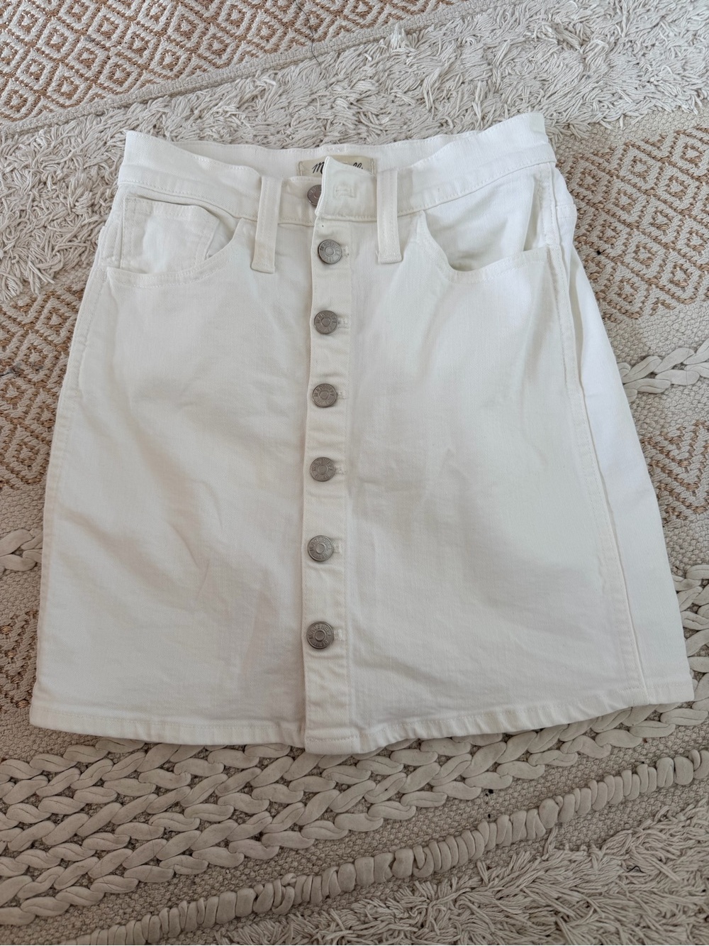 Madewell White Button-Front Denim Skirt